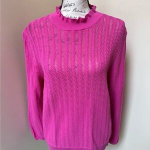 J. Crew Pointelle Ruffle Mock Neck Sweater